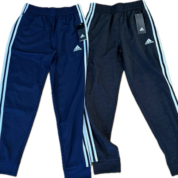 Adidas Blue and Black Sweatpants with Signature Stripes 2 for $30 new with Tags - Picture 1 of 1